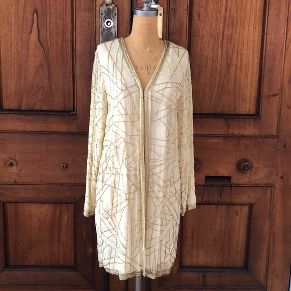 Vintage Other - Vintage Gold Beaded Coat/ Long Cover Medium Size